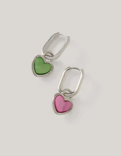 Shoeby Gekleurde Hartjes Oorbellen Zilver<DAMES Sieraden