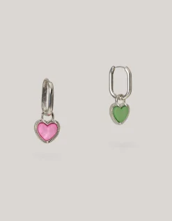 Shoeby Gekleurde Hartjes Oorbellen Zilver<DAMES Sieraden