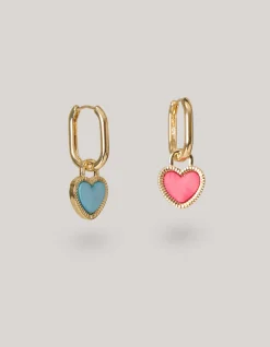 Shoeby Gekleurde Hartjes Oorbellen Goud<DAMES Sieraden