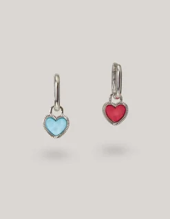 Shoeby Gekleurde Hartjes Oorbellen Zilver<DAMES Sieraden