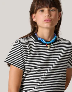 Shoeby Gestreept Strass T-shirt Zwart/Wit< T-Shirts