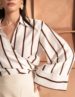 Shoeby Gestreepte Overslag Blouse Wit By Mieke<DAMES Blouses