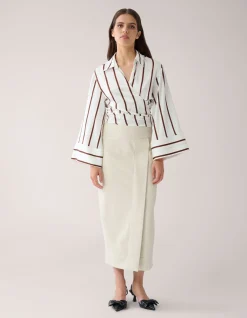 Shoeby Gestreepte Overslag Blouse Wit By Mieke<DAMES Blouses