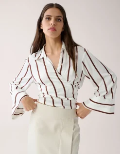 Shoeby Gestreepte Overslag Blouse Wit By Mieke<DAMES Blouses