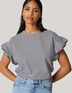 Shoeby Gestreepte Ruffle Top Zwart/Wit<DAMES Tops