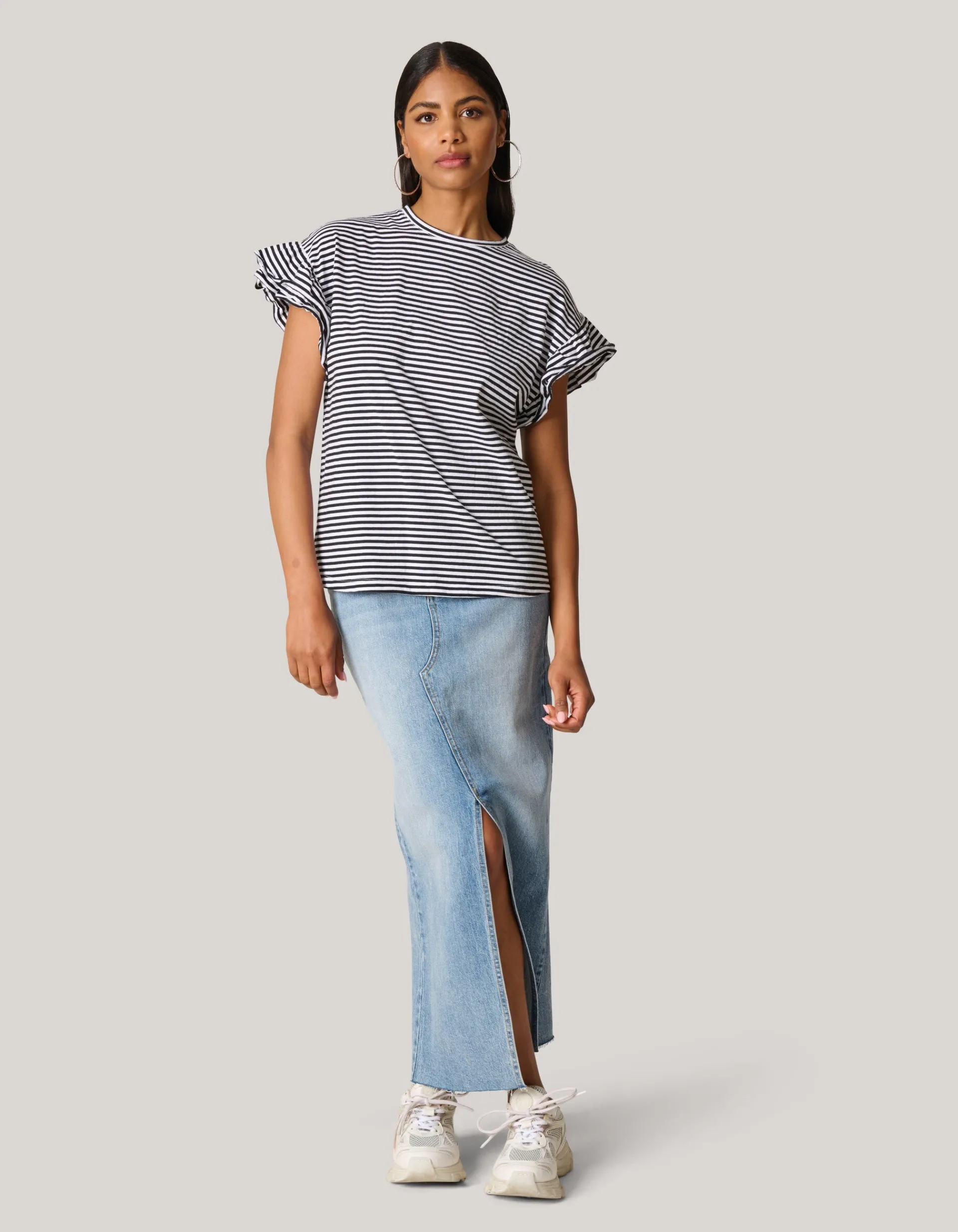 Shoeby Gestreepte Ruffle Top Zwart/Wit<DAMES Tops