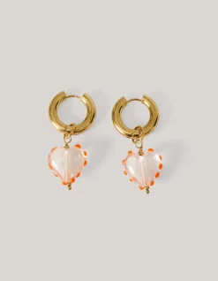 Shoeby Glazen Hart Oorbellen Goud<DAMES Sieraden