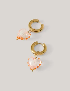Shoeby Glazen Hart Oorbellen Goud<DAMES Sieraden