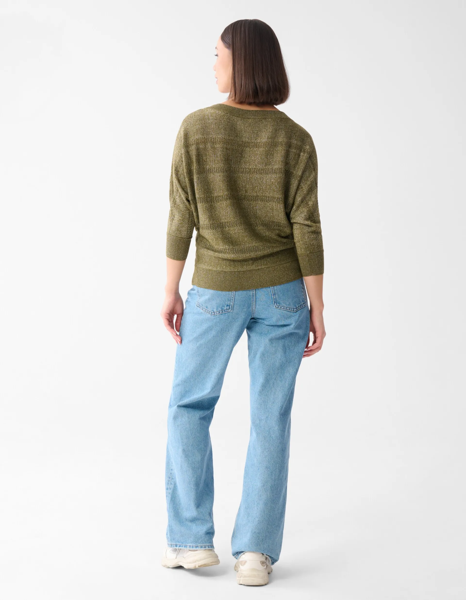 Shoeby Glitter Ajour Vleermuismouwen Trui Groen<DAMES Truien En Sweaters