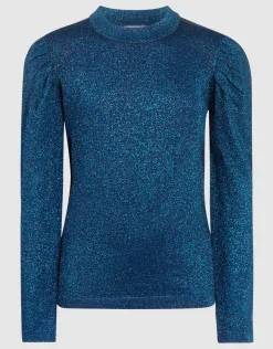 Shoeby Glitter Gebreide Top Donkerblauw< Tops Lange Mouw