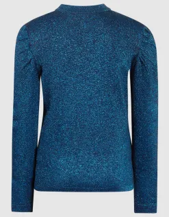 Shoeby Glitter Gebreide Top Donkerblauw< Tops Lange Mouw