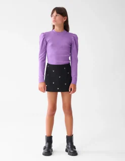 Shoeby Glitter Gebreide Top Paars< Tops Lange Mouw