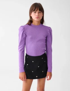 Shoeby Glitter Gebreide Top Paars< Tops Lange Mouw