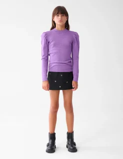 Shoeby Glitter Gebreide Top Paars< Tops Lange Mouw