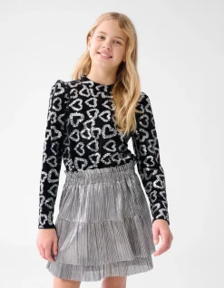 Shoeby Glitter Heart Top Zwart< Tops Lange Mouw