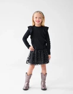 Shoeby Glitter Mesh Rok Zwart< Rokken