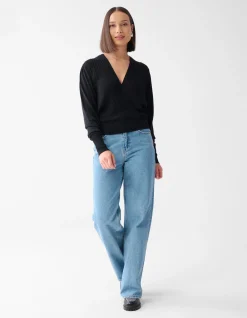 Shoeby Glitter Overslag Trui Zwart<DAMES Truien En Sweaters