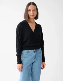 Shoeby Glitter Overslag Trui Zwart<DAMES Truien En Sweaters