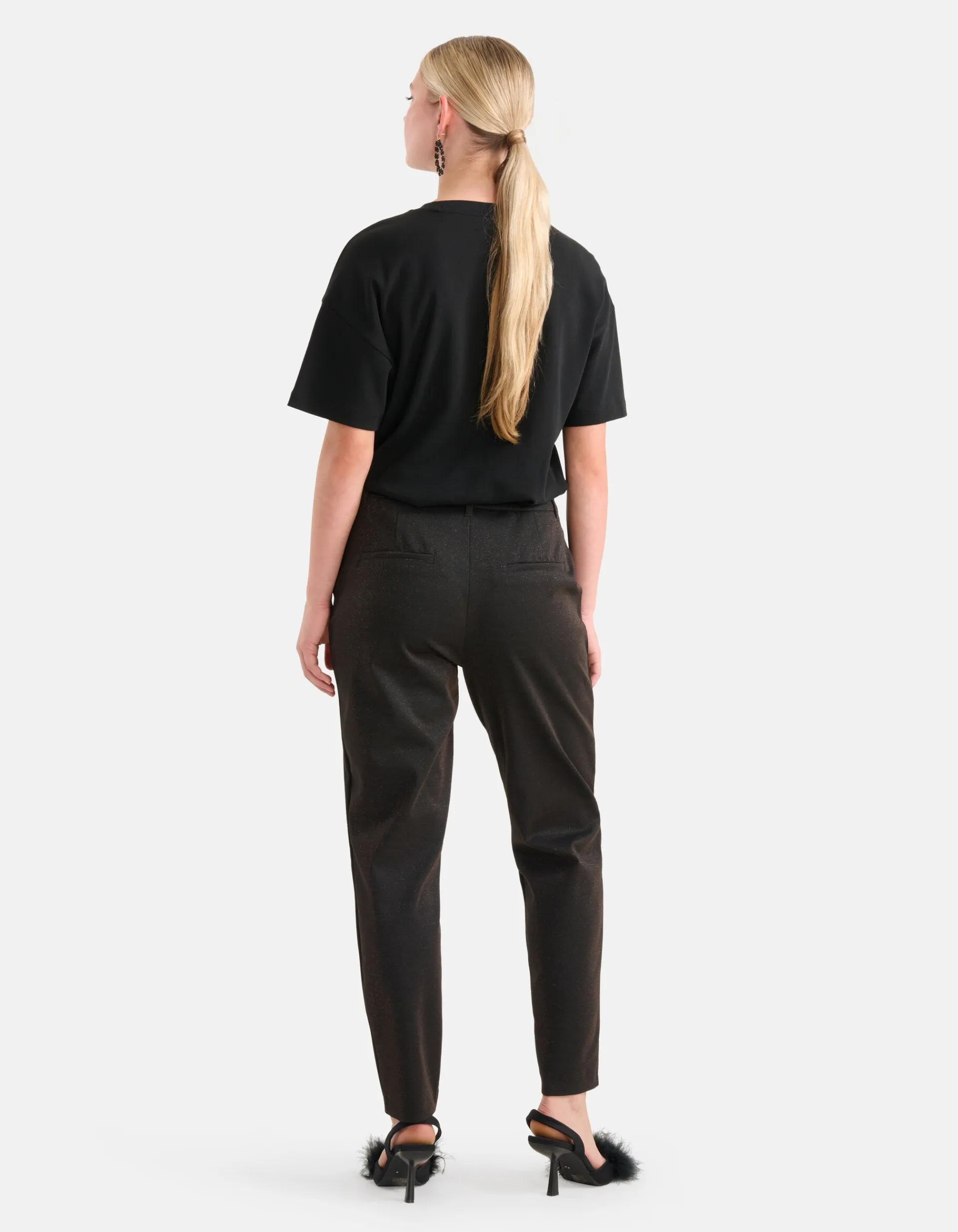 Shoeby Glitter Pantalon Zwart<DAMES Broeken
