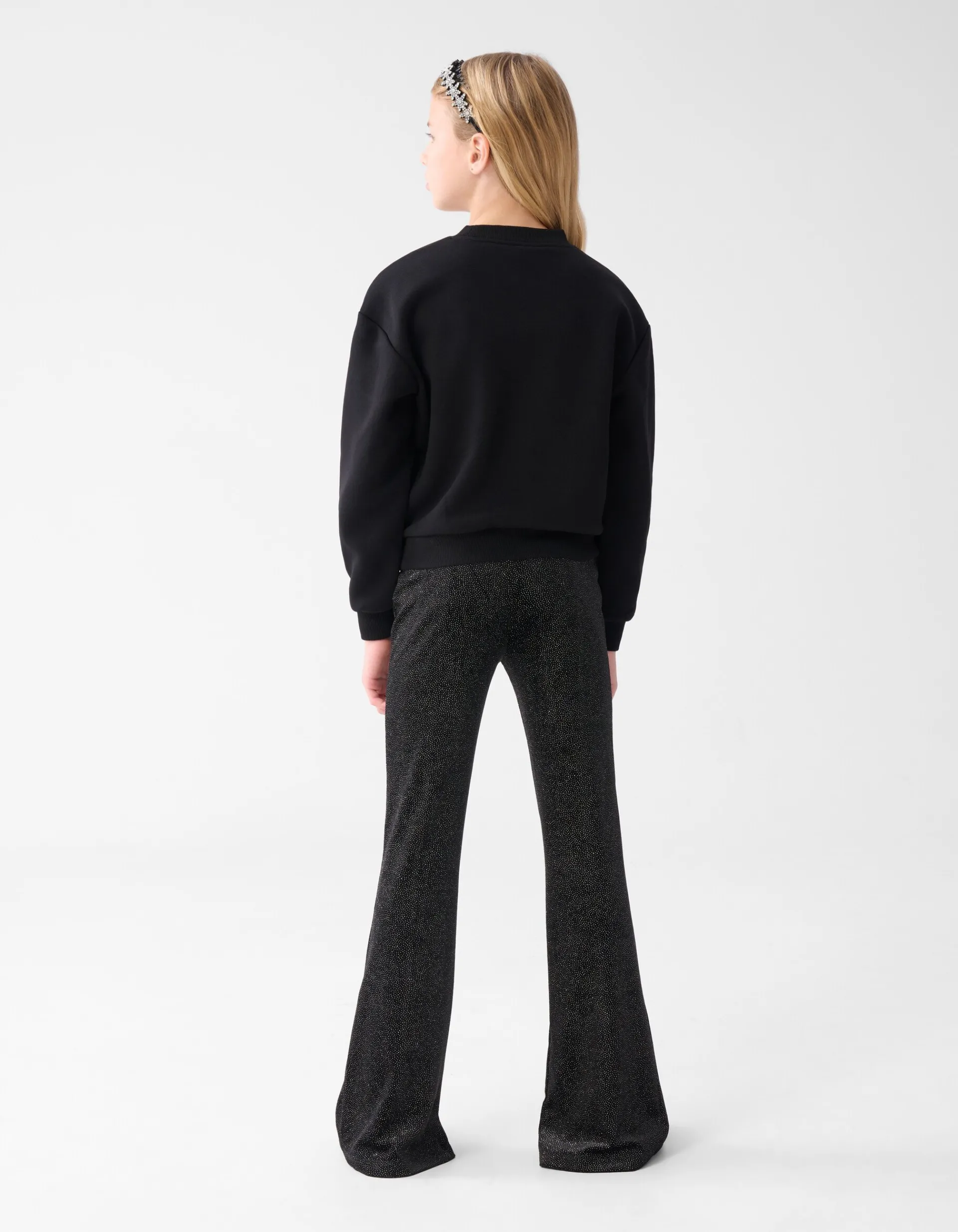 Shoeby Glitter Split Flared Legging Zwart< Broeken