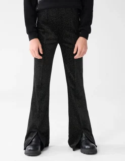 Shoeby Glitter Split Flared Legging Zwart< Broeken