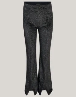 Shoeby Glitter Split Flared Legging Zwart< Broeken