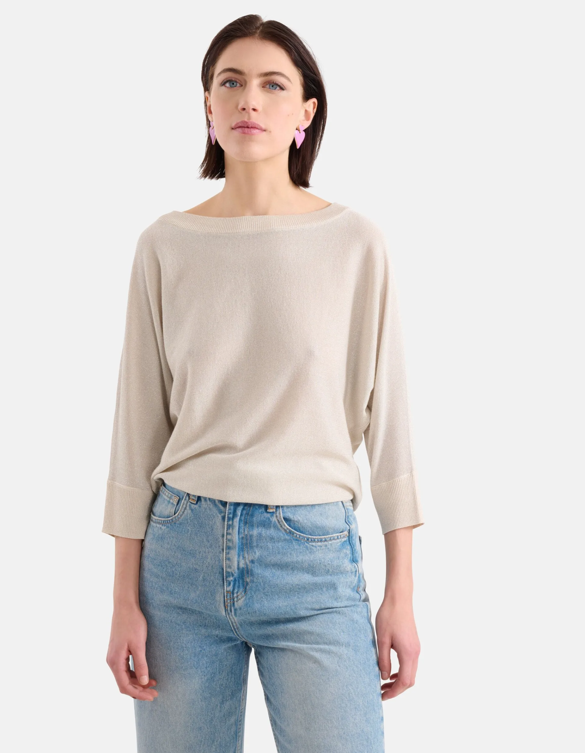 Shoeby Glitter Trui Gebroken Wit<DAMES Truien En Sweaters