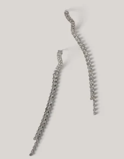 Shoeby Golvende Strass Oorbellen Zilver<DAMES Sieraden