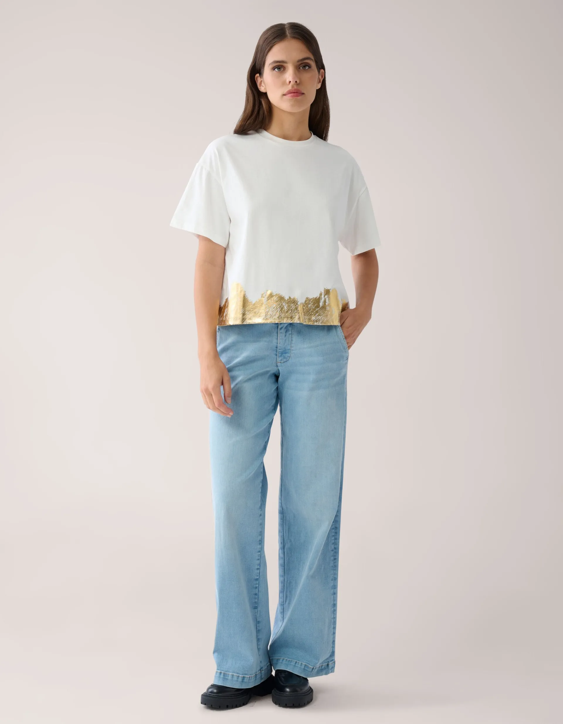 Shoeby Goud Detail T-shirt Gebroken Wit By Mieke<DAMES T-Shirts