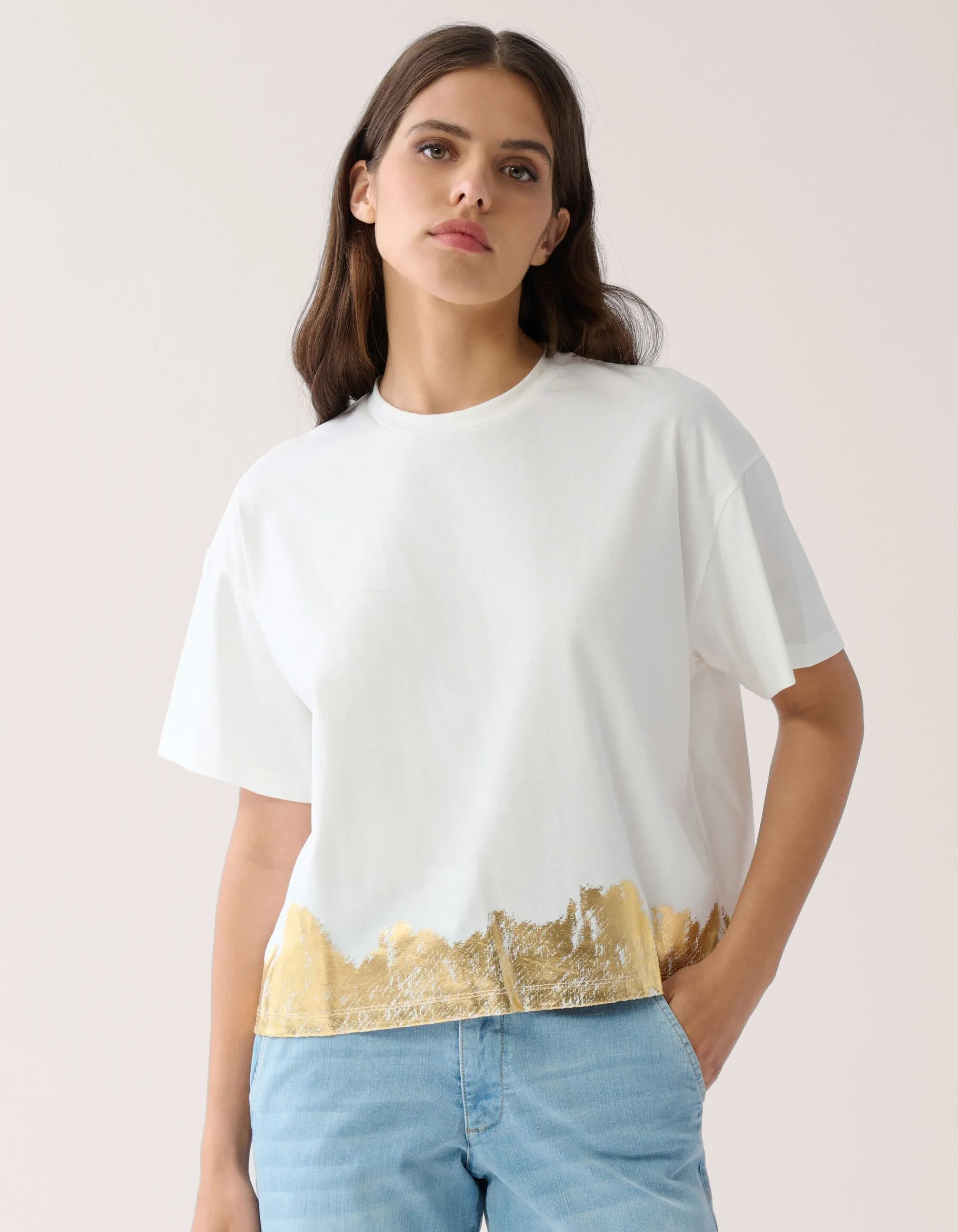 Shoeby Goud Detail T-shirt Gebroken Wit By Mieke<DAMES T-Shirts
