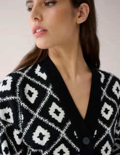 Shoeby Grafisch Cropped Vest Zwart By Mieke<DAMES Truien En Sweaters