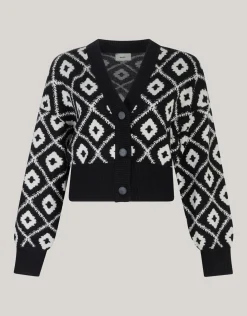 Shoeby Grafisch Cropped Vest Zwart By Mieke<DAMES Truien En Sweaters