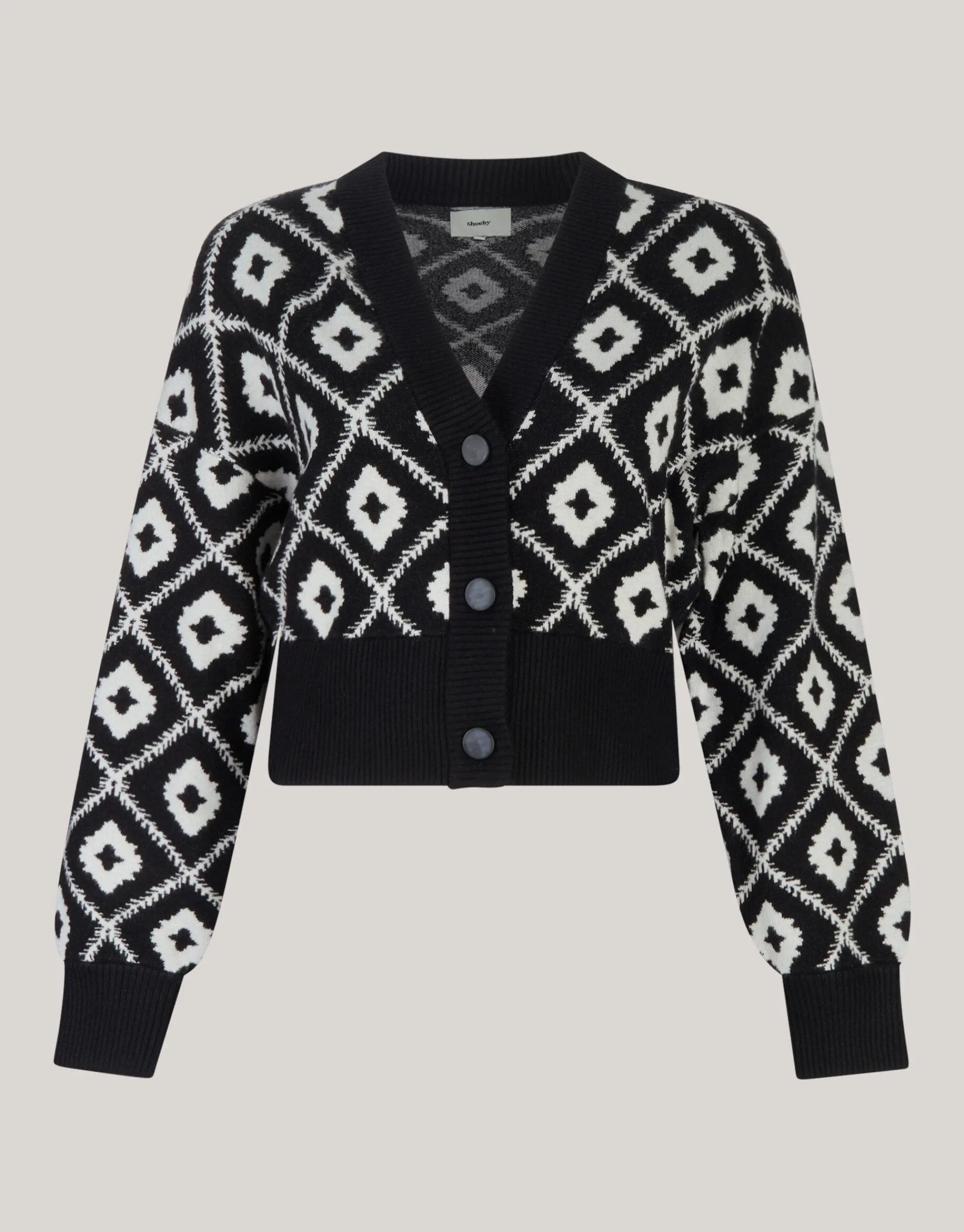 Shoeby Grafisch Cropped Vest Zwart By Mieke<DAMES Truien En Sweaters