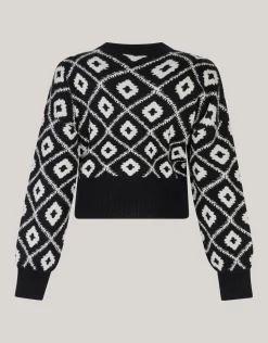 Shoeby Grafisch Cropped Vest Zwart By Mieke<DAMES Truien En Sweaters