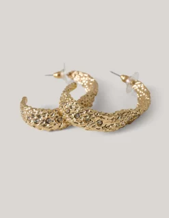 Shoeby Hammered Oval Hoop Oorbellen Goud<DAMES Sieraden