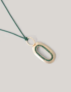 Shoeby Hammered Oval Strass Ketting Goud By Mieke<DAMES Sieraden