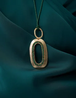 Shoeby Hammered Oval Strass Ketting Goud By Mieke<DAMES Sieraden