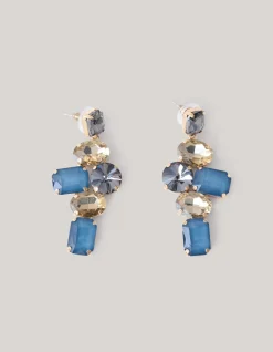 Shoeby Hanging Strass Oorbellen Blauw<DAMES Sieraden