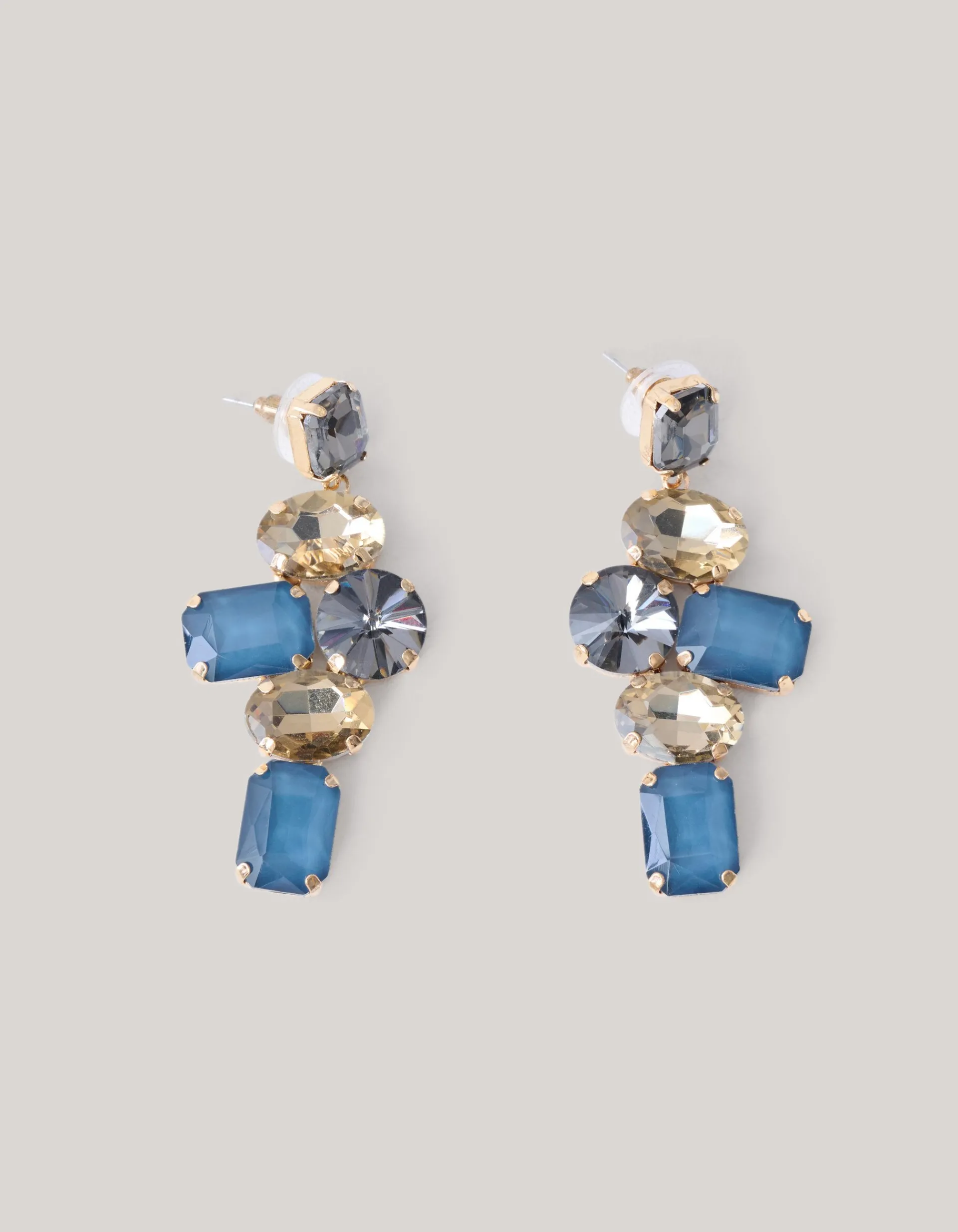 Shoeby Hanging Strass Oorbellen Blauw<DAMES Sieraden