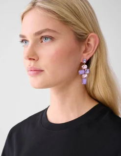Shoeby Hanging Strass Oorbellen Paars<DAMES Sieraden