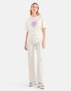 Shoeby Heart Artwork T-shirt Gebroken Wit<DAMES T-Shirts