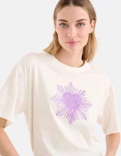 Shoeby Heart Artwork T-shirt Gebroken Wit<DAMES T-Shirts