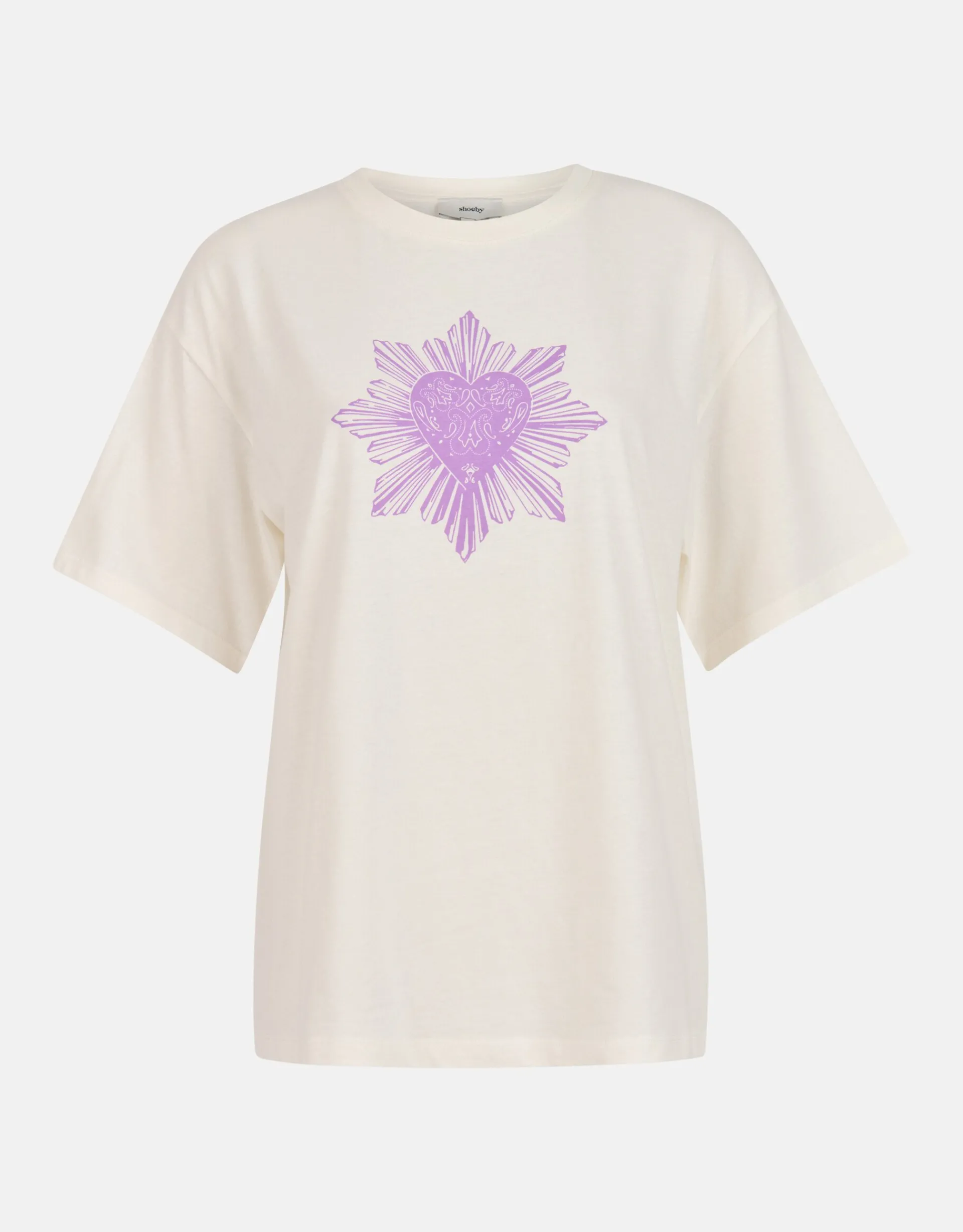 Shoeby Heart Artwork T-shirt Gebroken Wit<DAMES T-Shirts