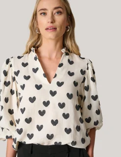 Shoeby Heart Blouse Gebroken Wit<DAMES Blouses