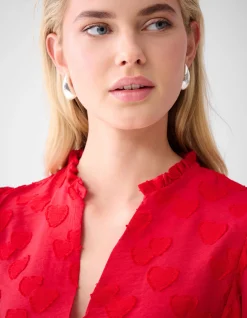 Shoeby Heart Blouse Rood<DAMES Blouses