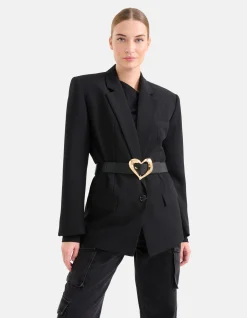 Shoeby Heart Gesp Riem Zwart<DAMES Riemen