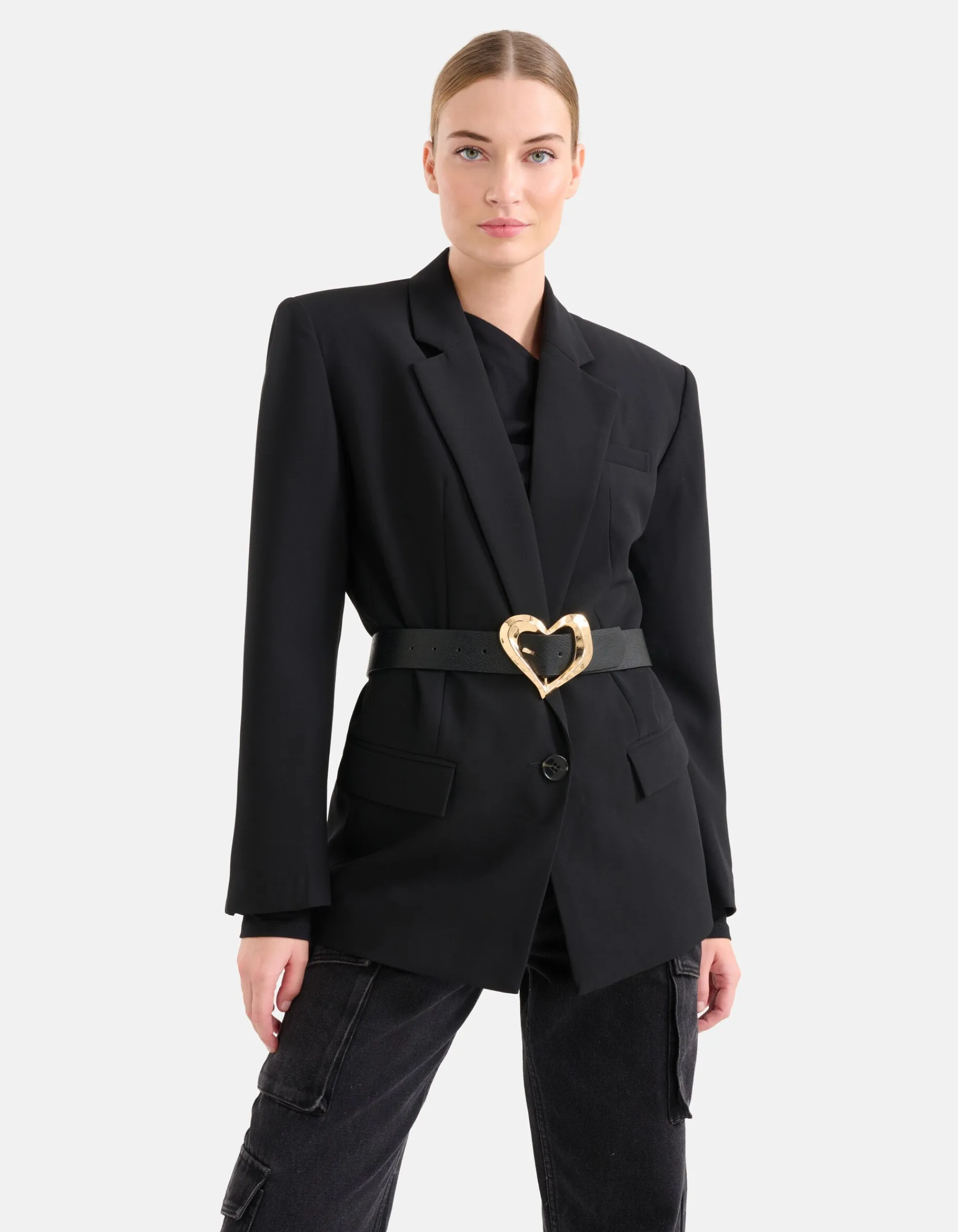 Shoeby Heart Gesp Riem Zwart<DAMES Riemen