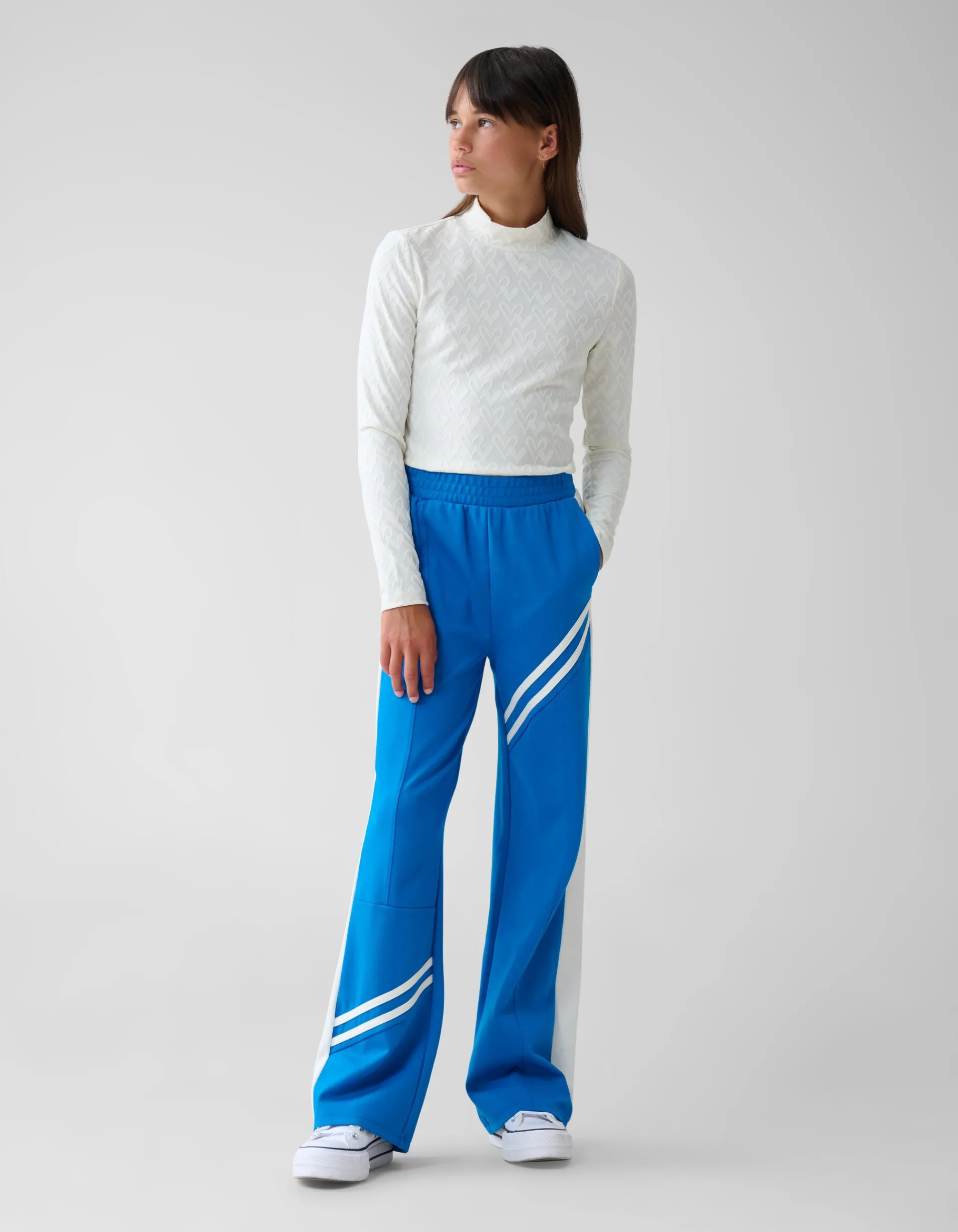 Shoeby Heart Jersey Top Wit< Tops Lange Mouw