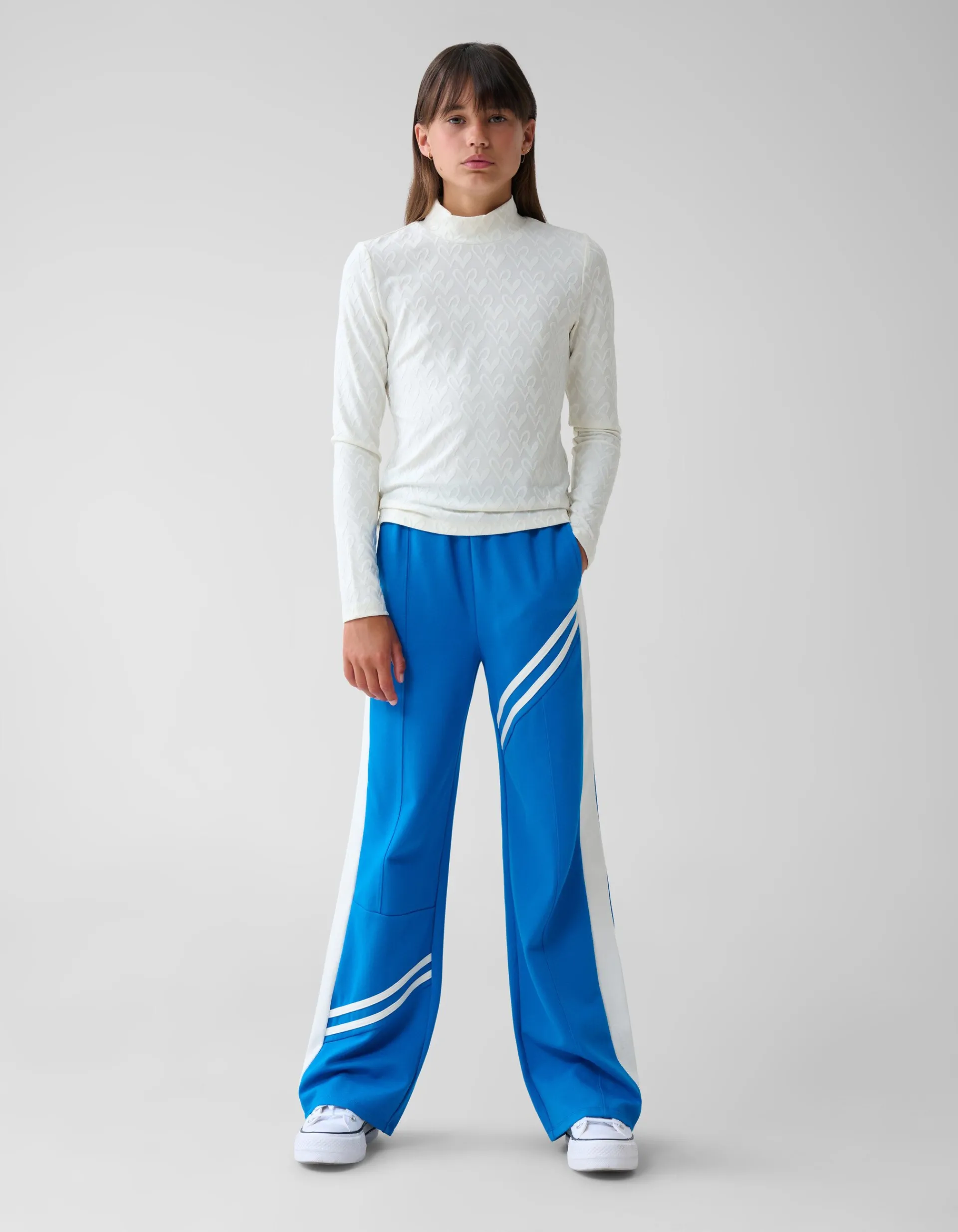 Shoeby Heart Jersey Top Wit< Tops Lange Mouw