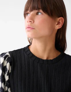 Shoeby Heart Mix Top Zwart< Tops Lange Mouw